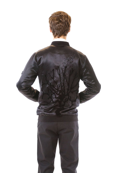 Mens Tufted Silk Bomber back view