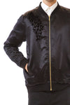 Mens Tufted Silk Bomber front detail view