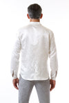 Mens Embroidered White Hempsilk Shirt back view