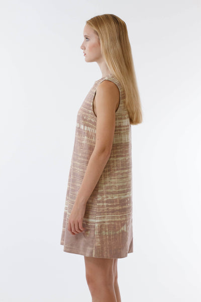 Womens Nutmeg Watercolor Bleach Printed Shift Dress side view
