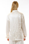 Womens Embroidered White Hempsilk Shirt back view