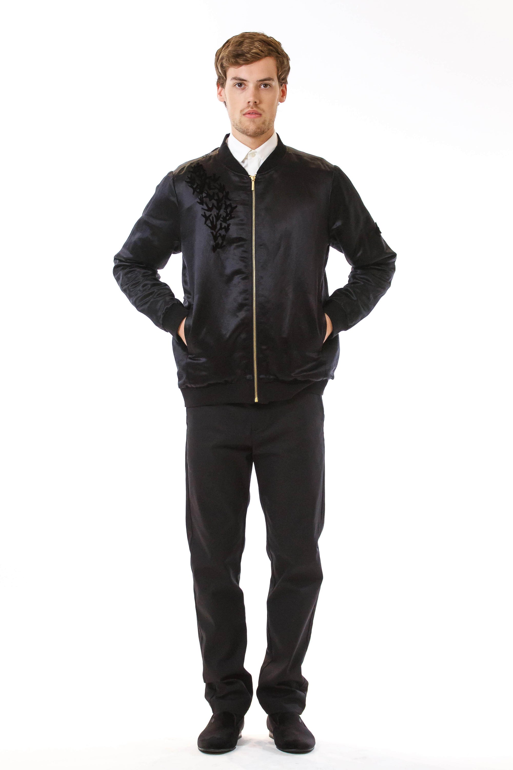 Mens silk bomber jacket deals