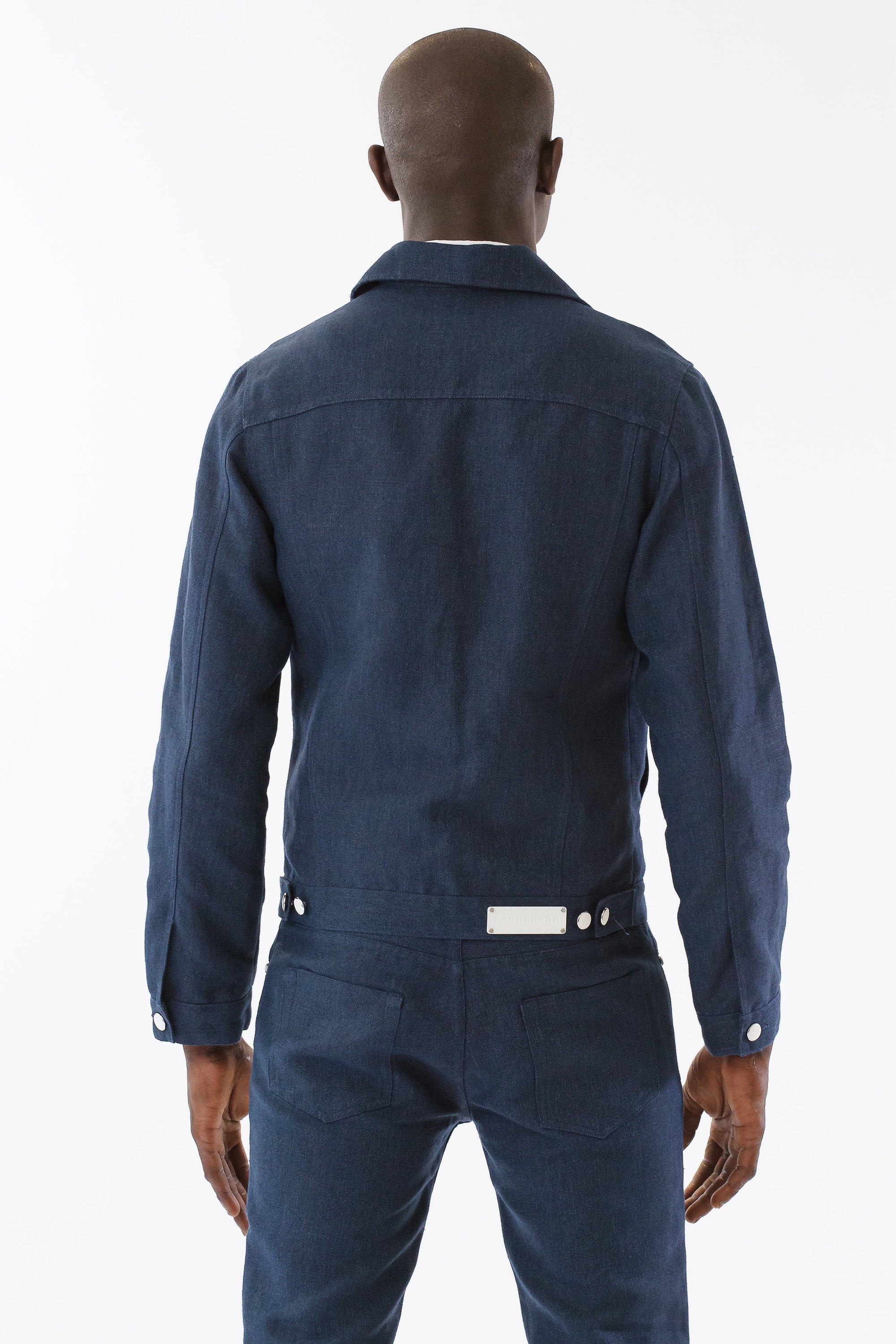 Mens Blue Hemp Denim Jacket back view