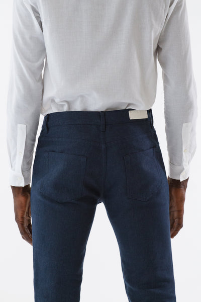 Mens Blue Hemp Denim Jeans back detail view