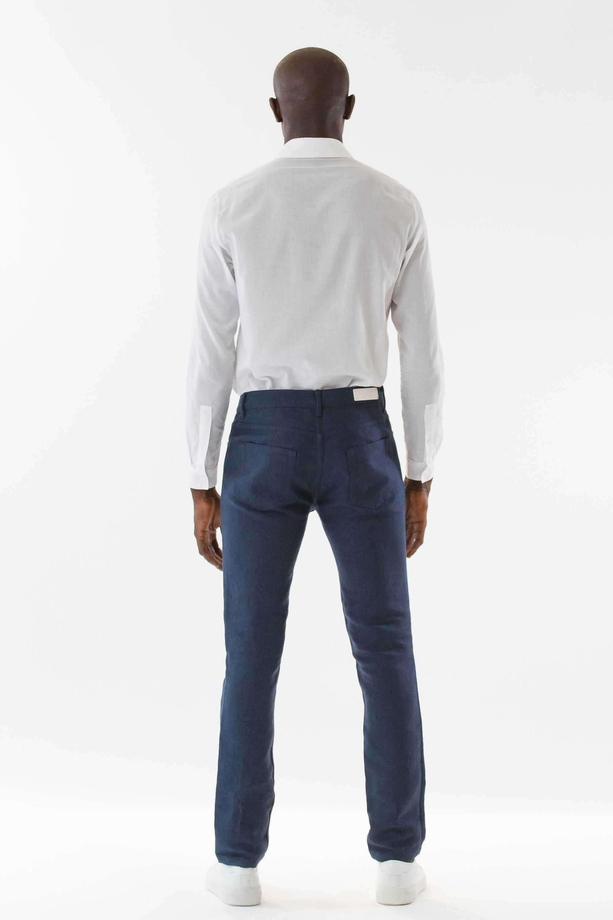 Mens Blue Hemp Denim Jeans back view
