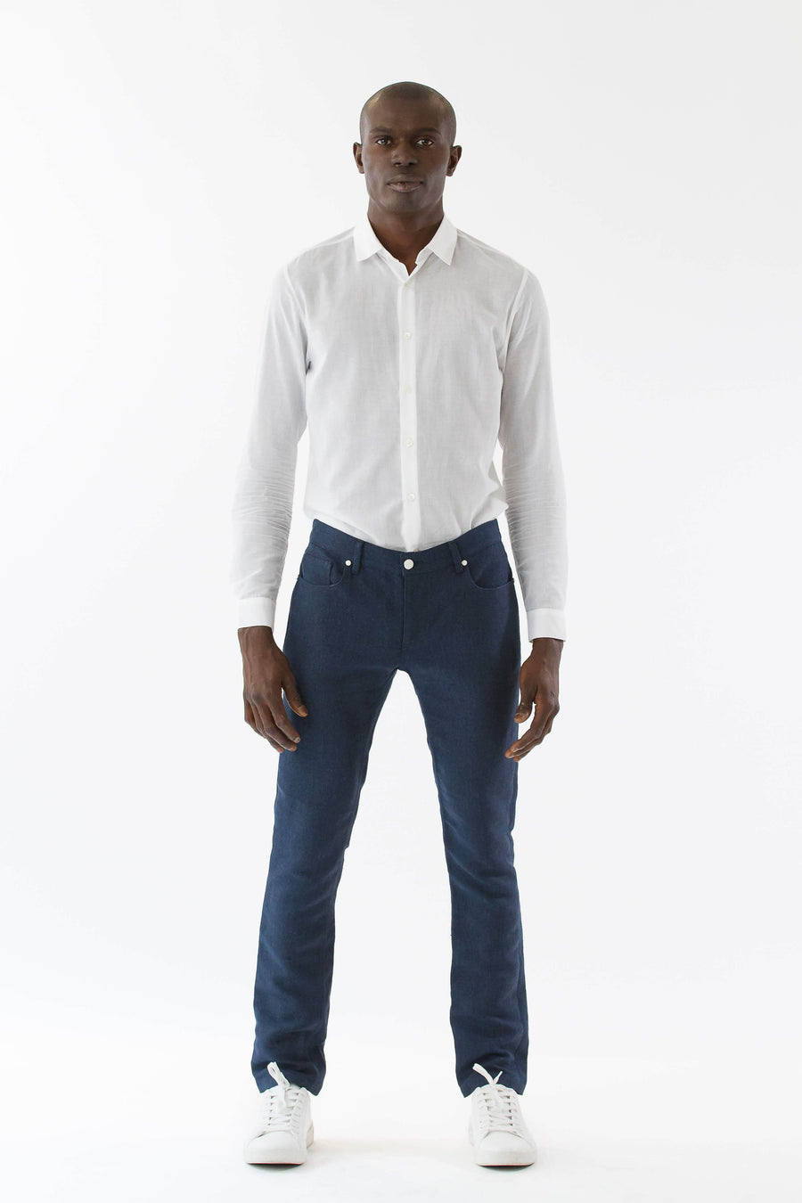 Mens Blue Hemp Denim Jeans front view