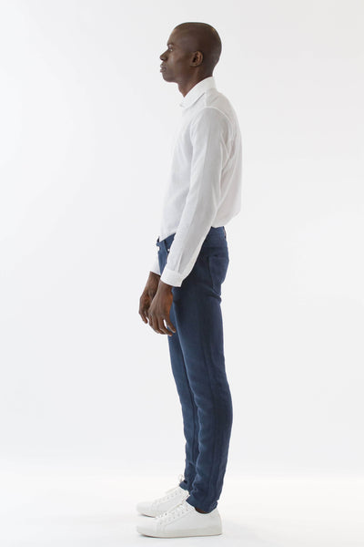 Mens Blue Hemp Denim Jeans side view