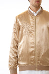 Mens Embroidered Gold Hempsilk Bomber front detail view