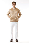 Mens Embroidered Gold Hempsilk Bomber front view