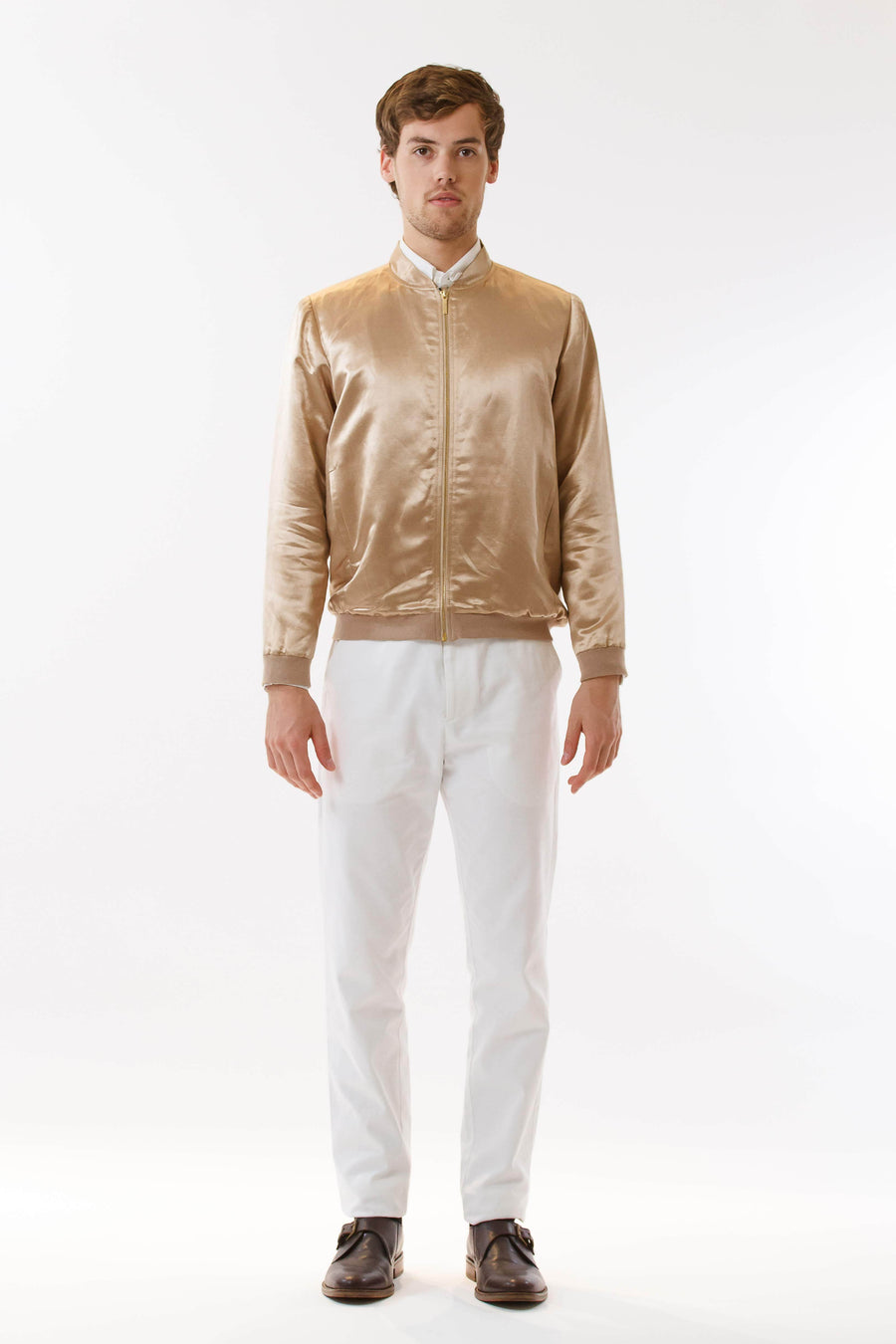 Mens Gold HempSilk Bomber front view