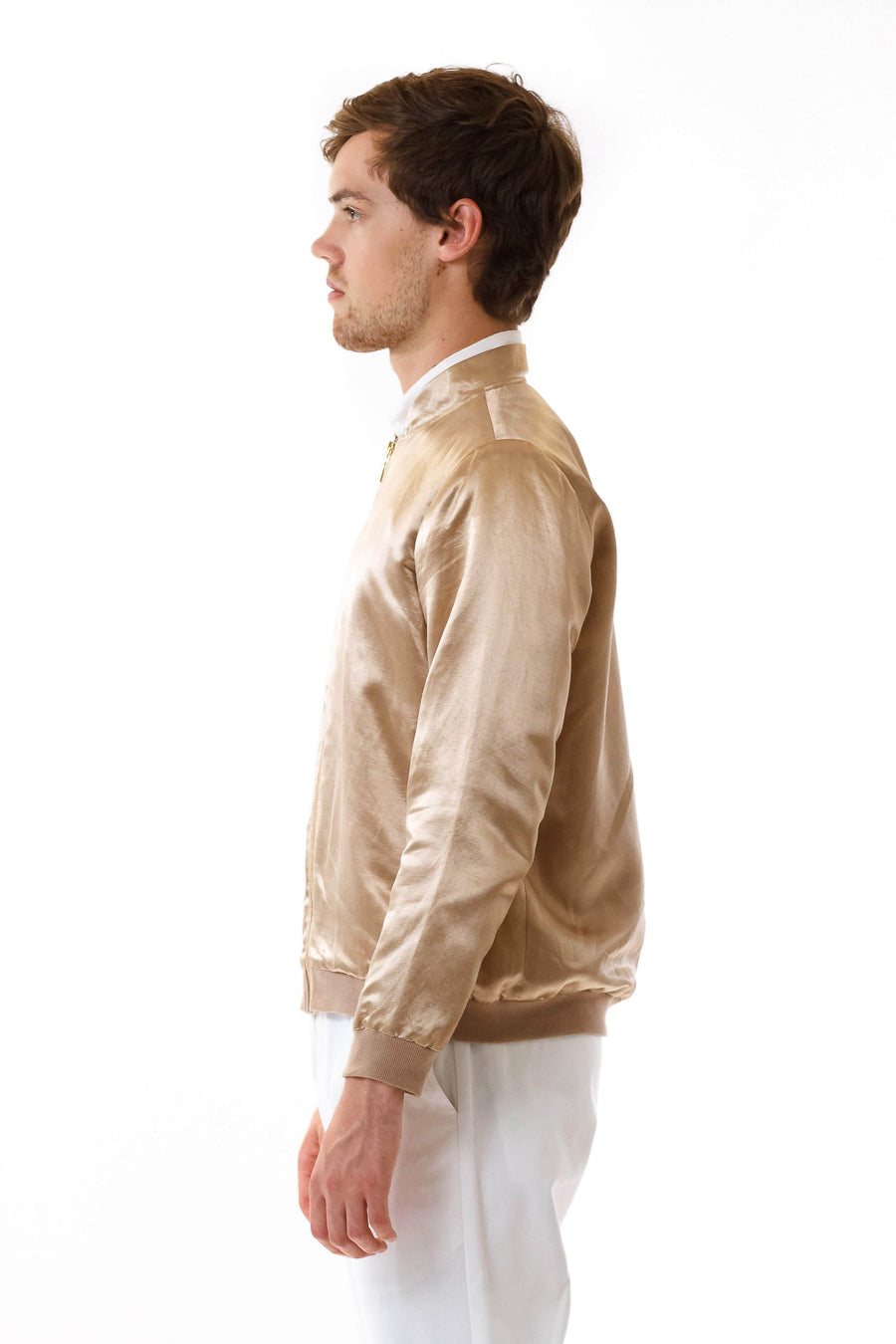 Mens Gold HempSilk Bomber front view