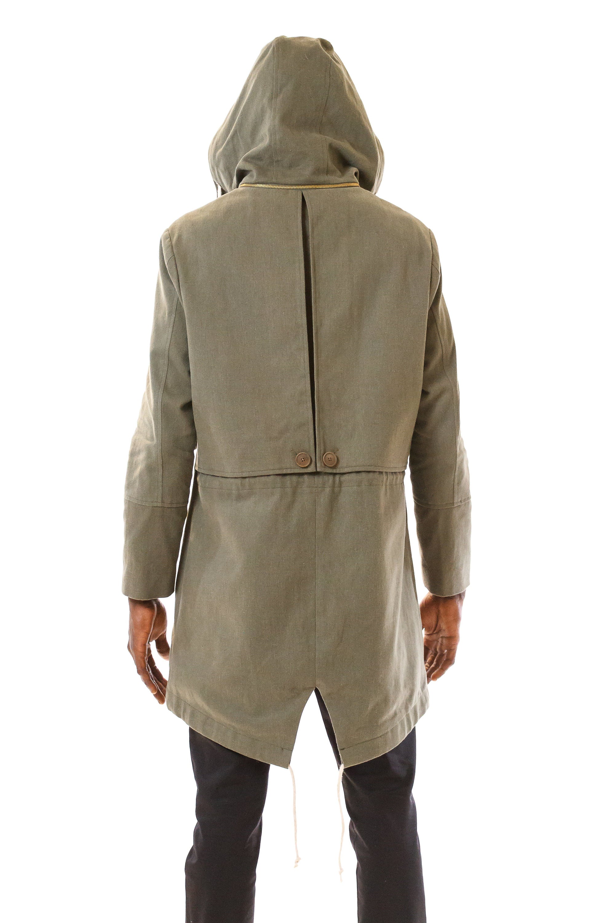 Mens Green Parka back view
