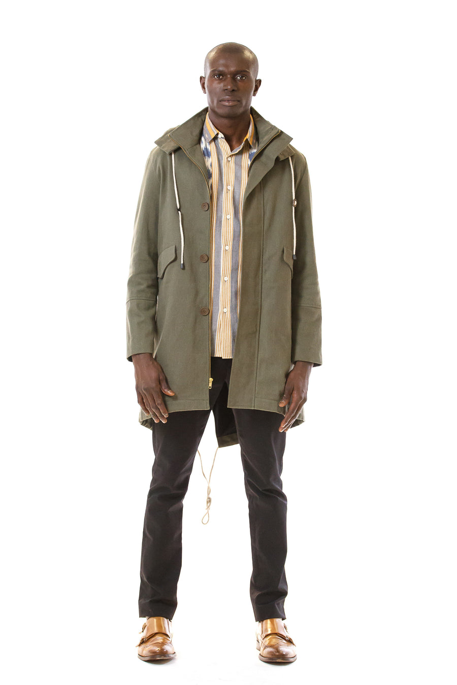 Mens Green Parka front view