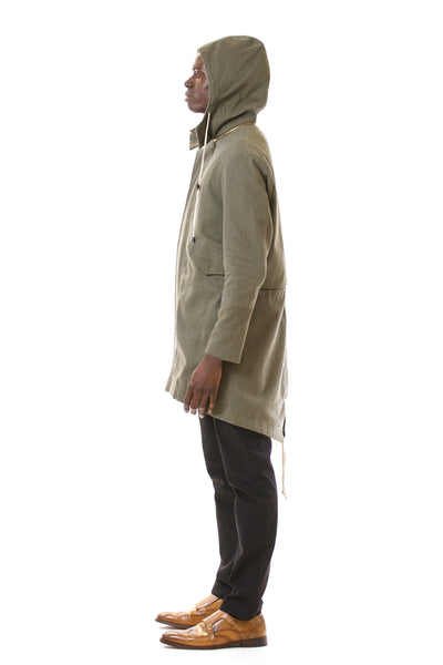 Mens Green Parka side view