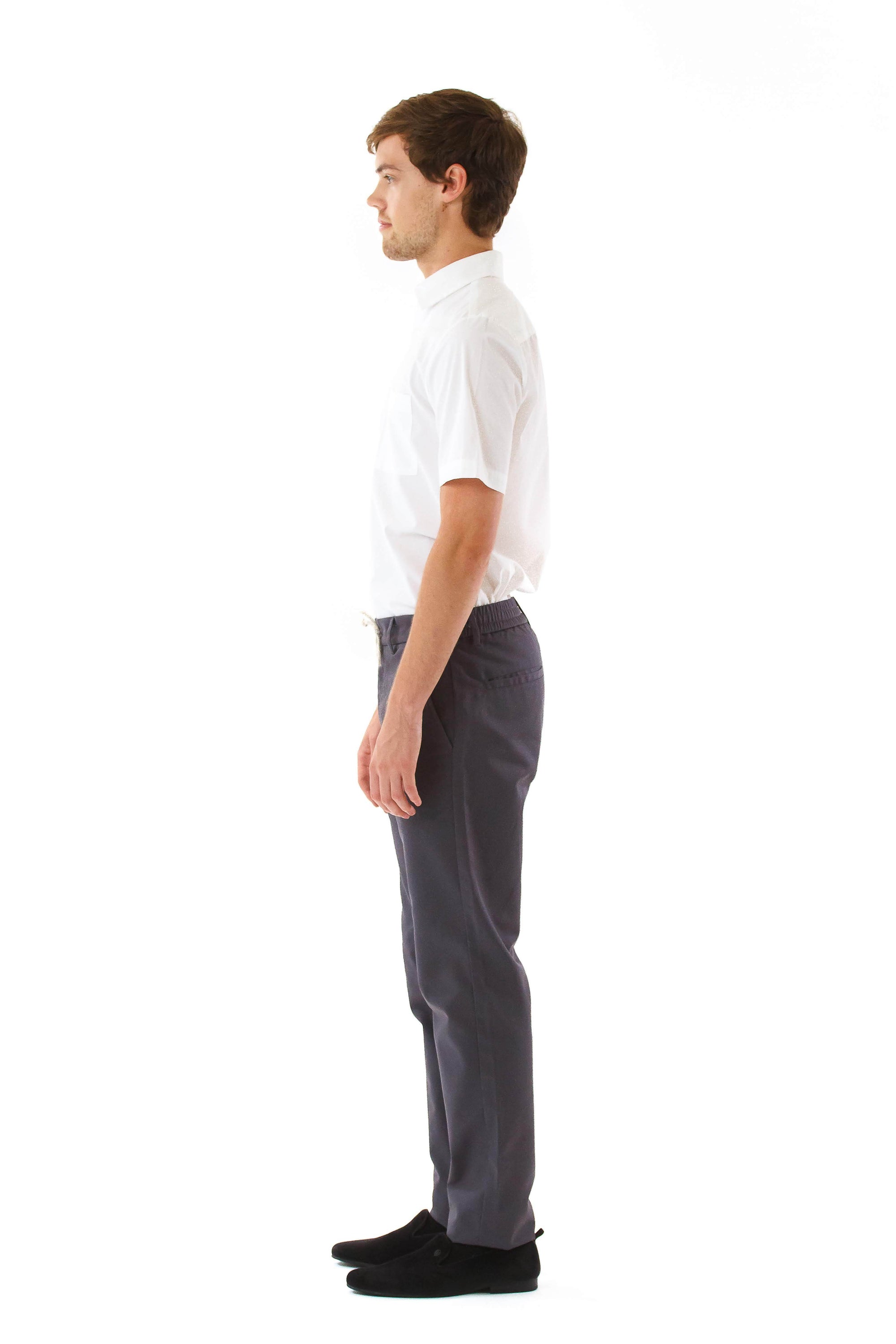 Mens Grey Drawstring Pants side view