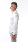 Mens Embroidered White Hempsilk Shirt side view
