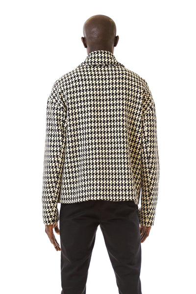Mens Houndstooth Motorcycle Jacket back view