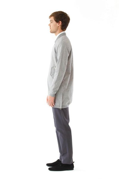 Mens Grey Hemp Long Bomber side view