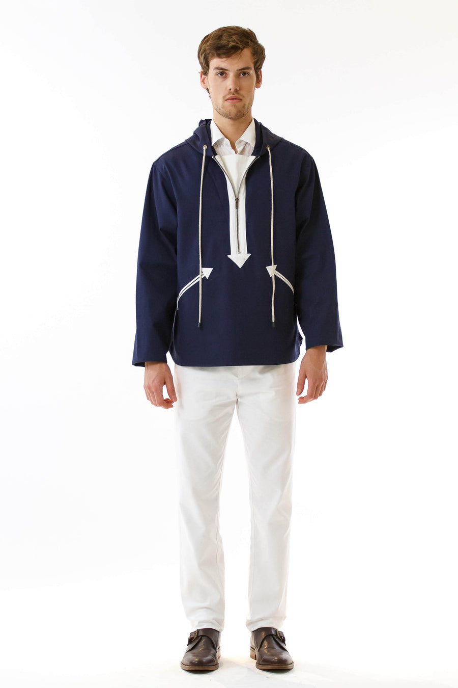 Mens Navy Anorak front view