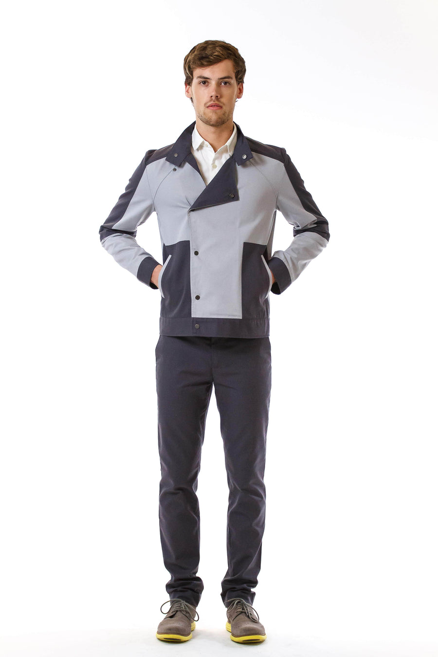 Mens Notched Motorcycle Jacket front view