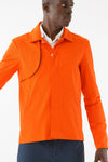 Mens Orange Recycled Mackintosh Jacket front detail view