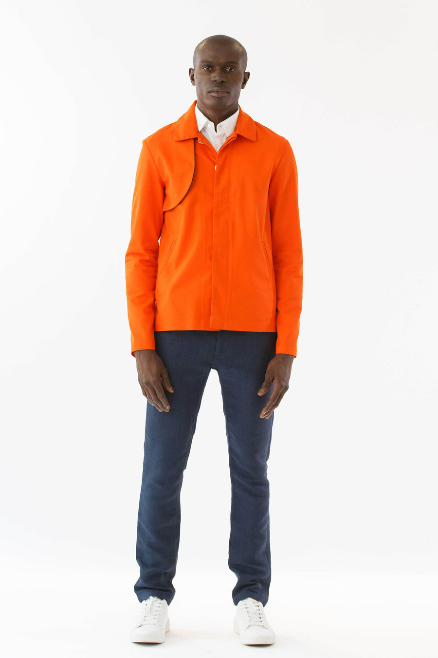 Mens Orange Recycled Mackintosh Jacket front view