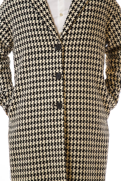 Mens Oversized Long Coat front detail view