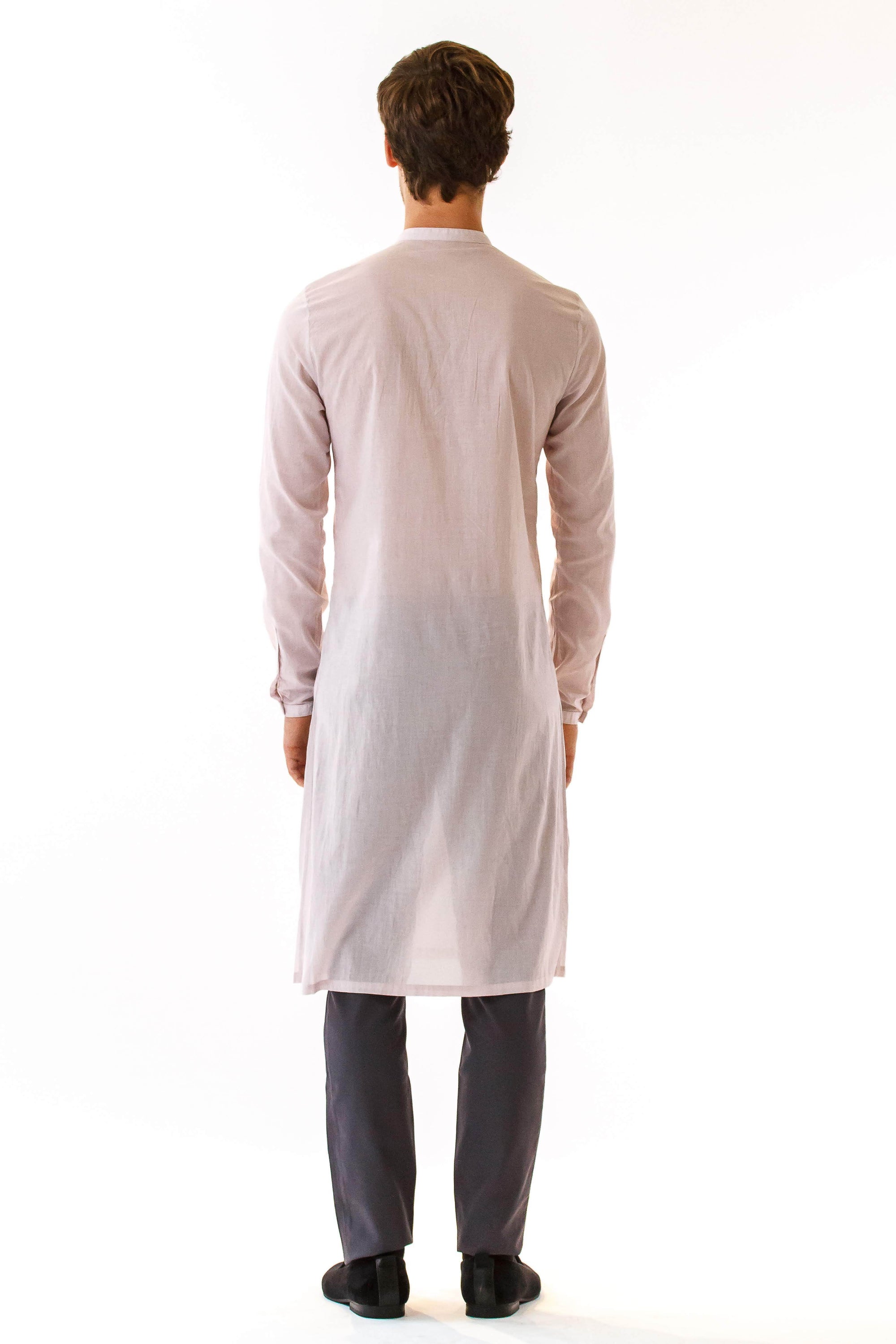 Mens Cutout Long Woven Shirt back view