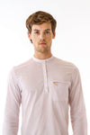 Mens Cutout Long Woven Shirt front detail view