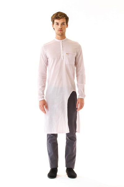 Mens Cutout Long Woven Shirt front view