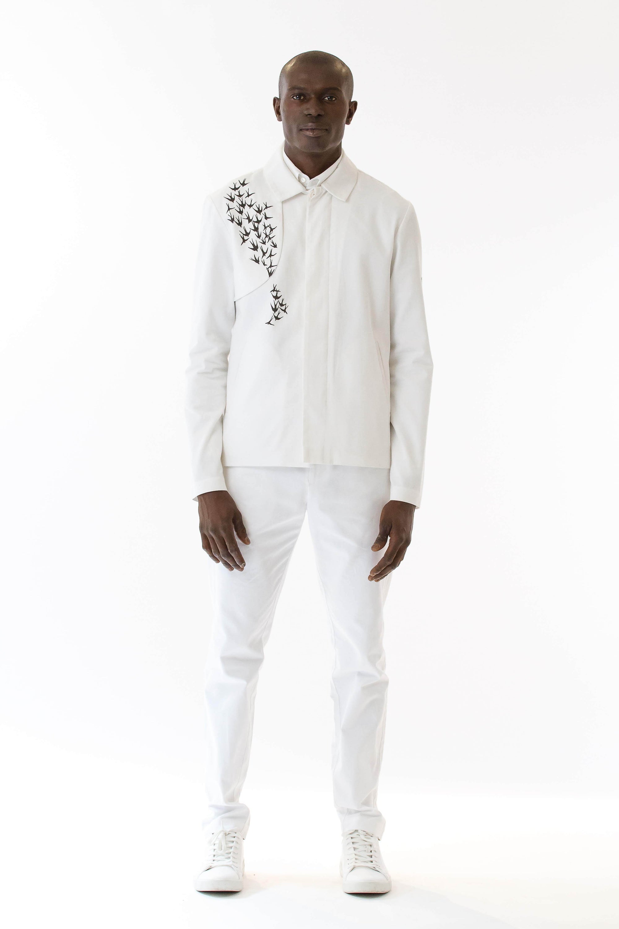 Mens Printed White Mackintosh Jacket front view