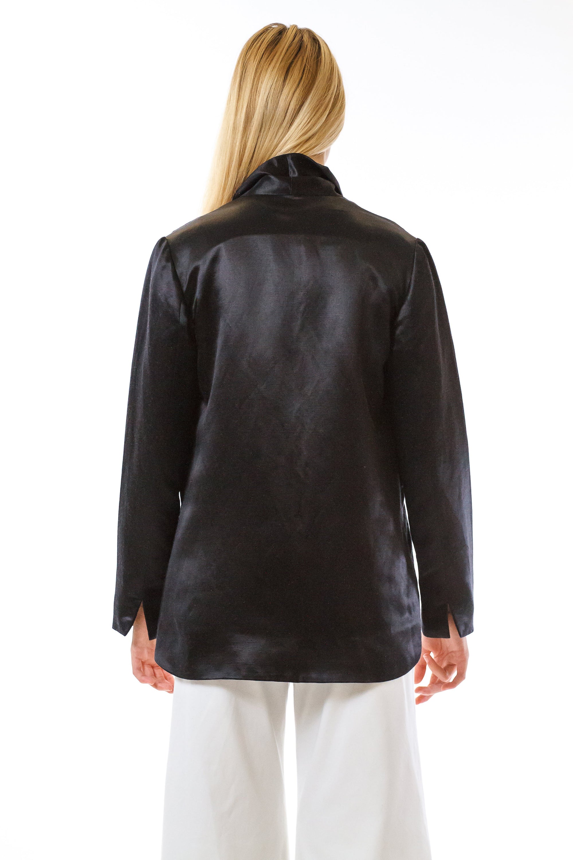 Womens Black Hempsilk Blazer back view