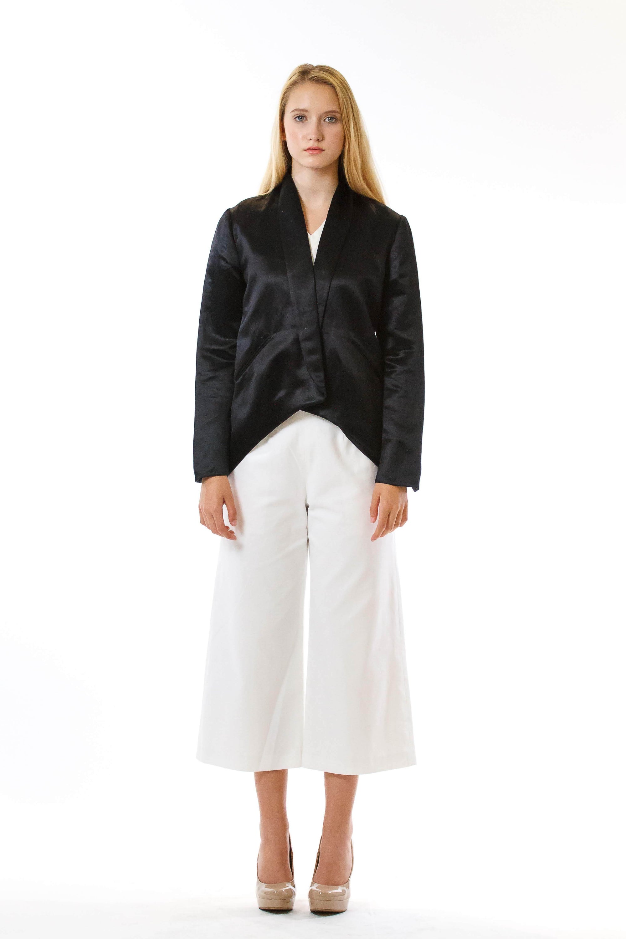 Womens Black Hempsilk Blazer front view