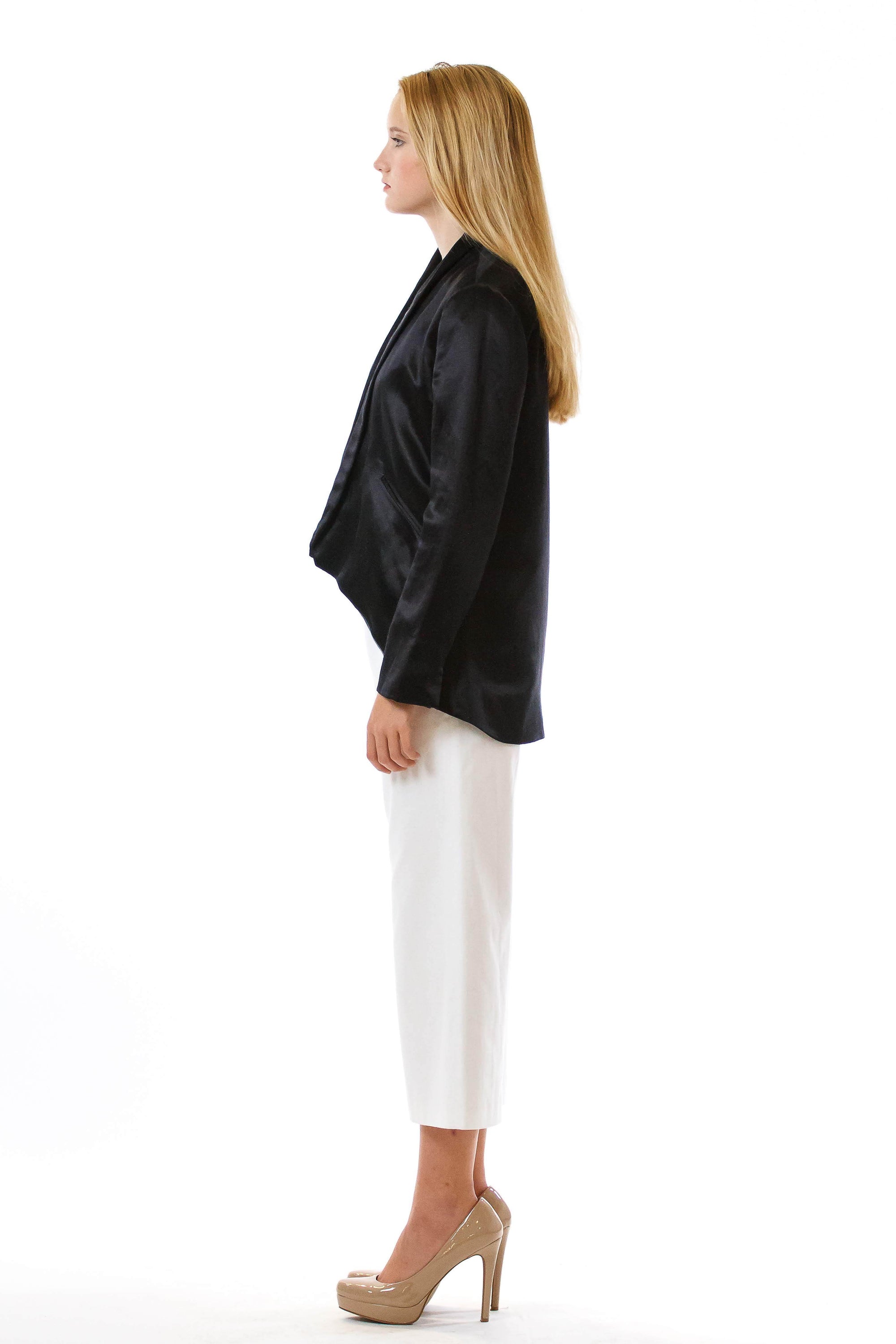 Womens Black Hempsilk Blazer side view