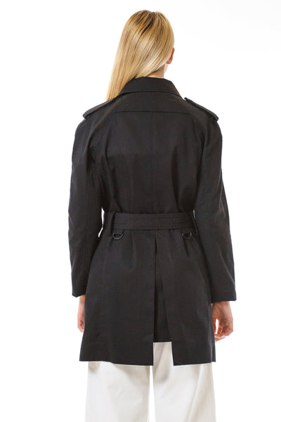 Womens Black Trenchcoat back view