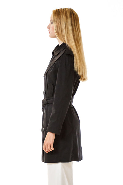 Womens Black Trenchcoat side view