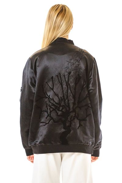 Womens Tufted Silk Bomber back view