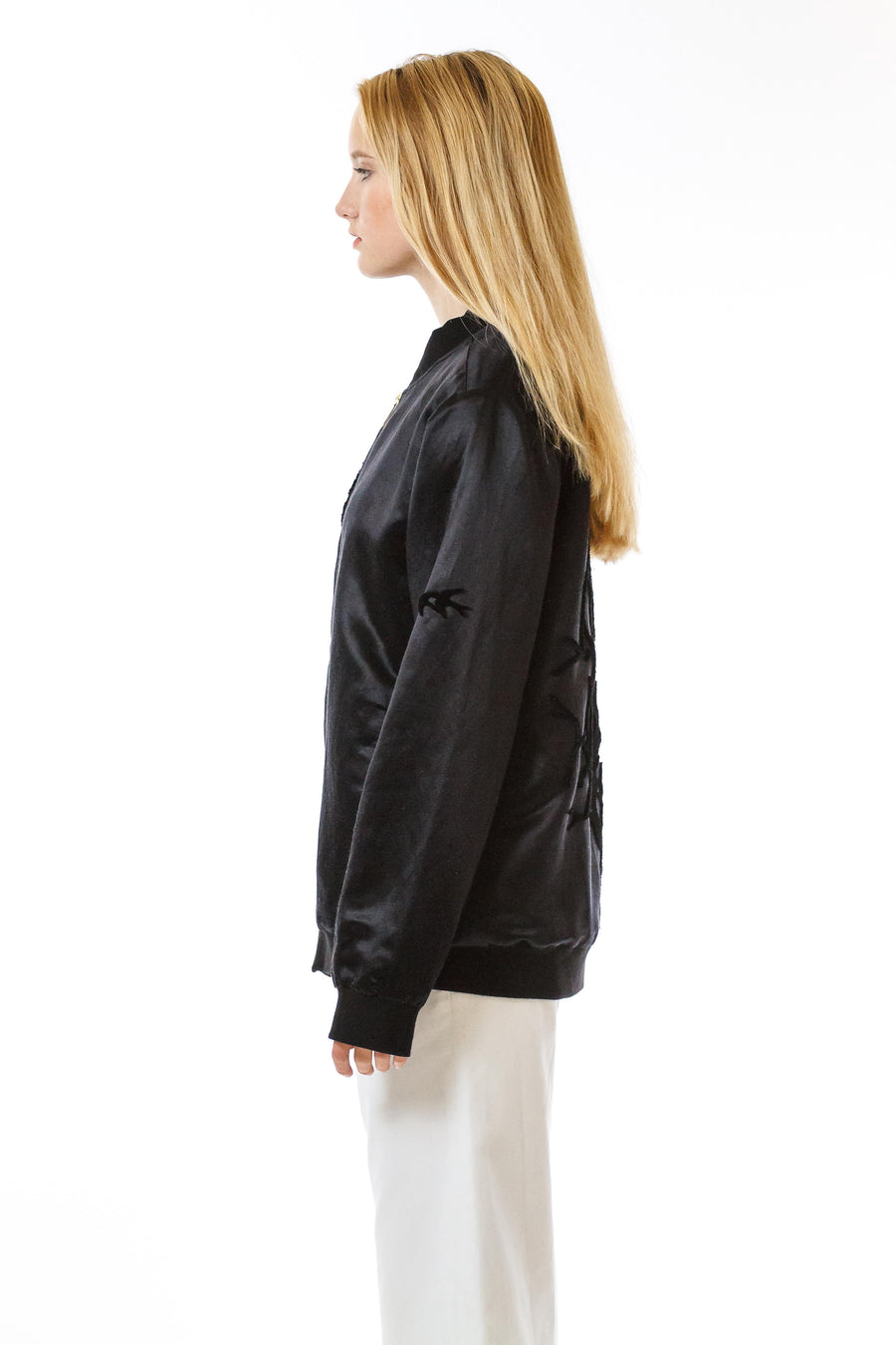 Womens Tufted Silk Bomber front view