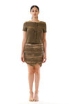 Womens Jagged Edge Skirt and Pleated Top front view