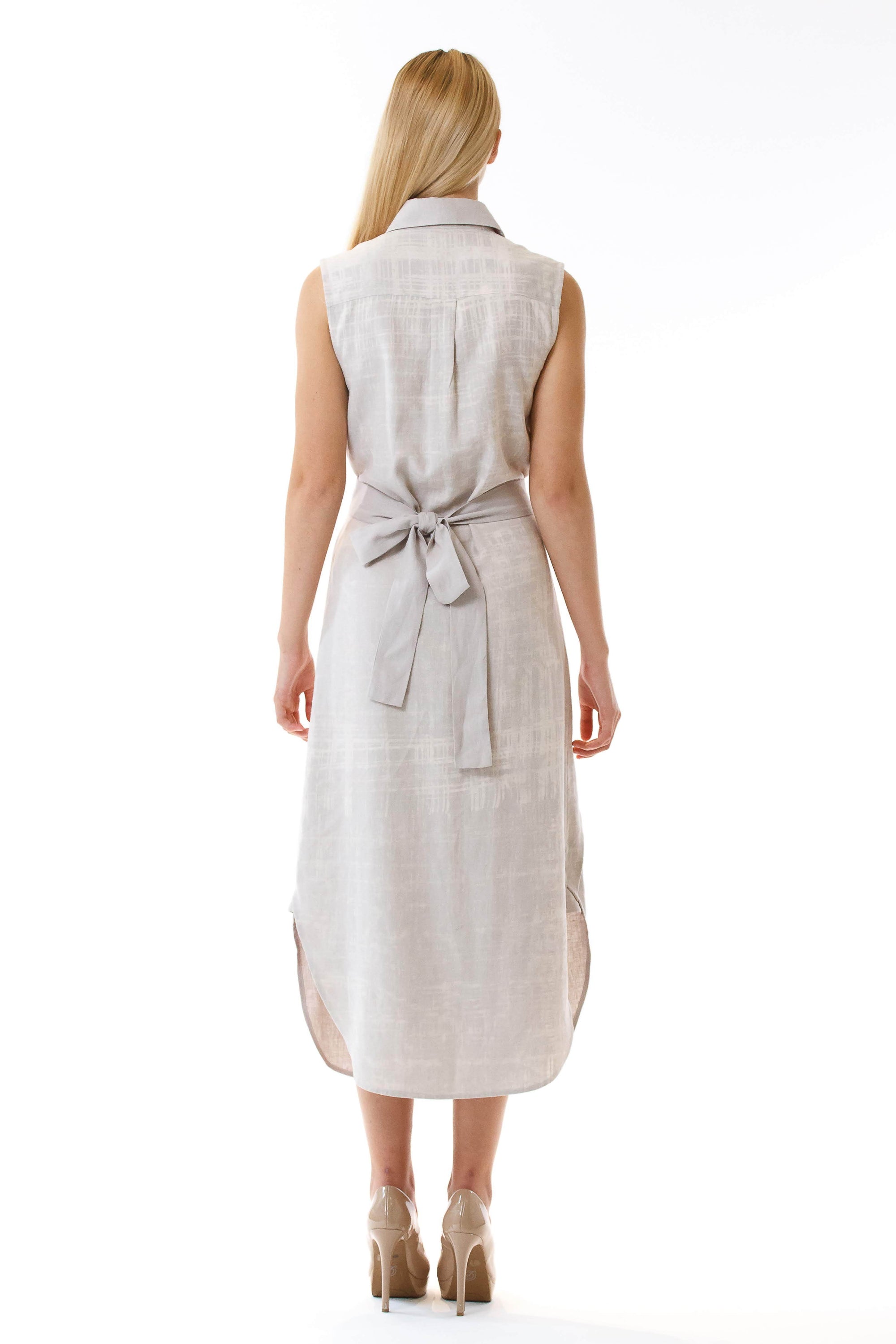 Womens Bleach Printed Panel Shirt Dress back view