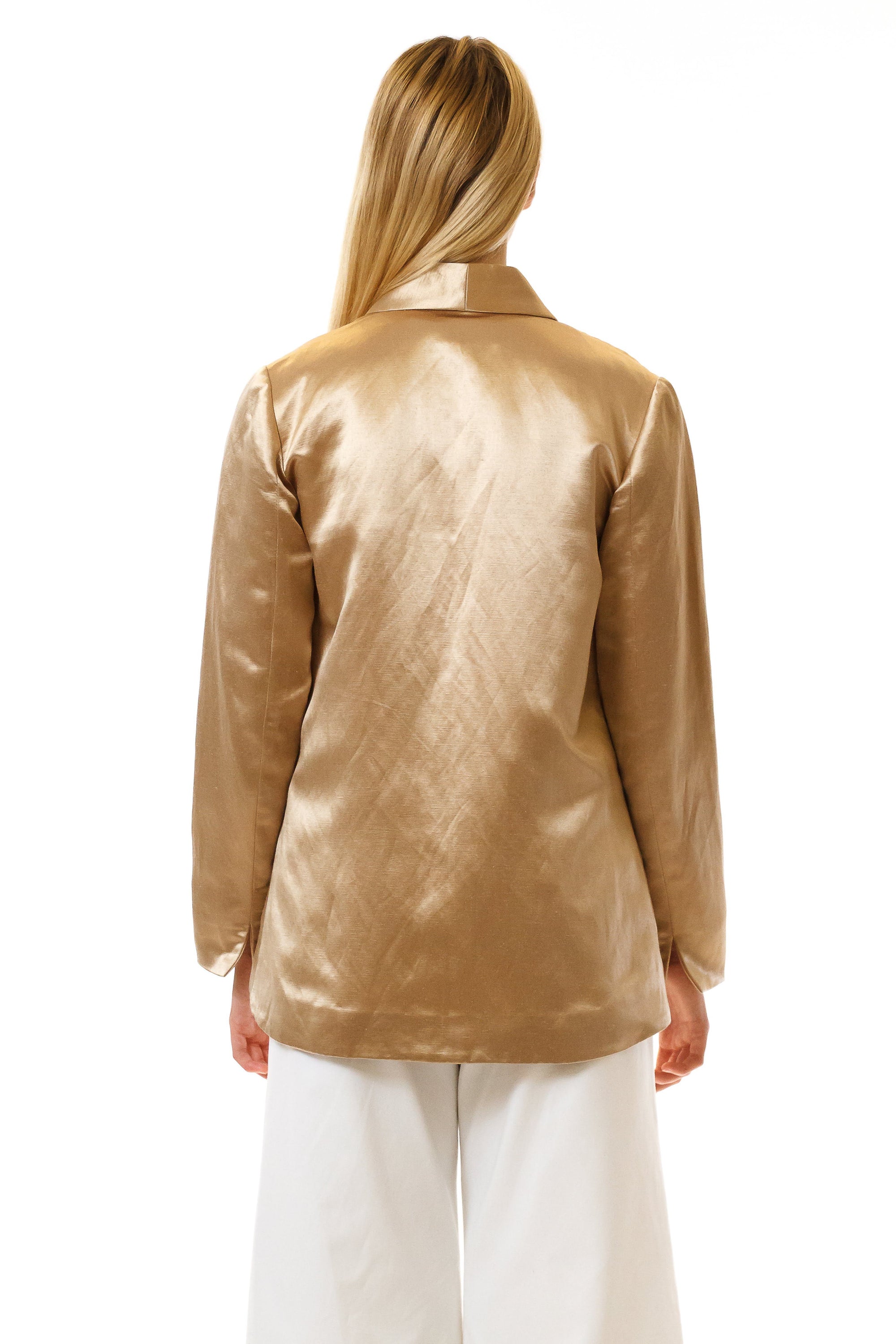 Womens Gold Hempsilk Blazer back view