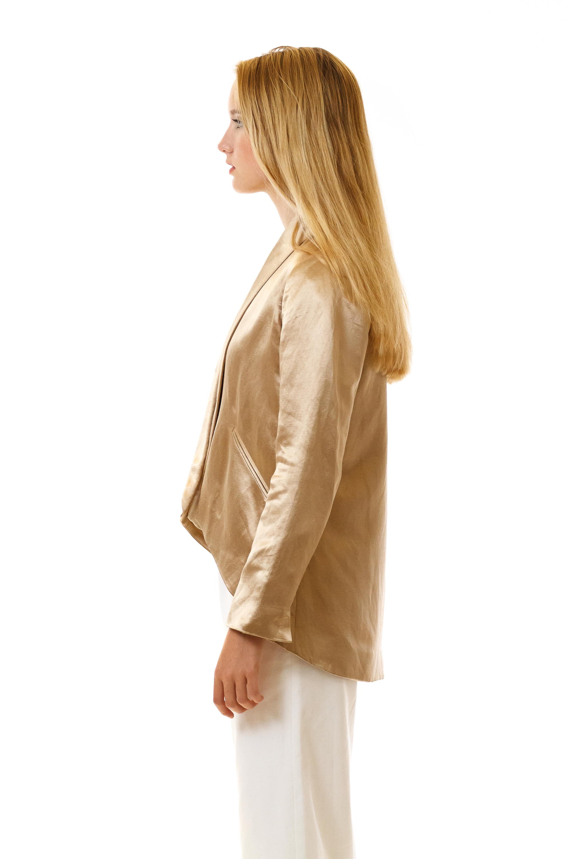 Womens Gold Hempsilk Blazer side view