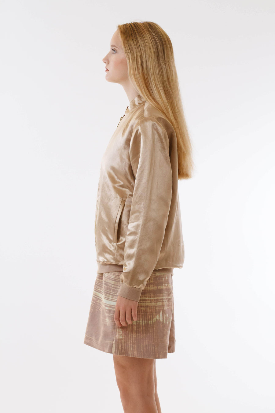 Womens Gold Hempsilk Bomber front view