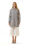 Womens Grey Hemp Long Bomber front view