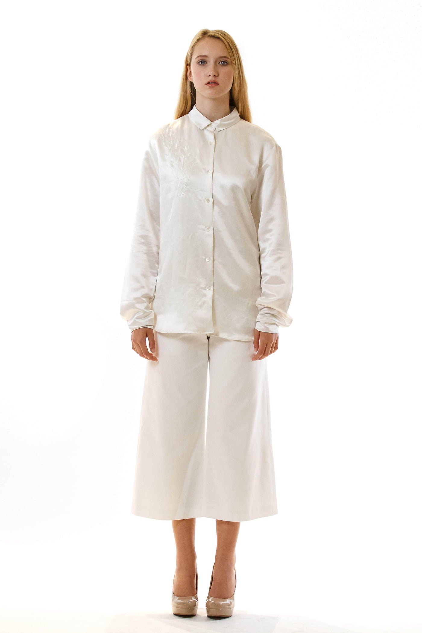 Womens Embroidered Silk Shirt