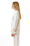 Womens Embroidered White Hempsilk Shirt side view
