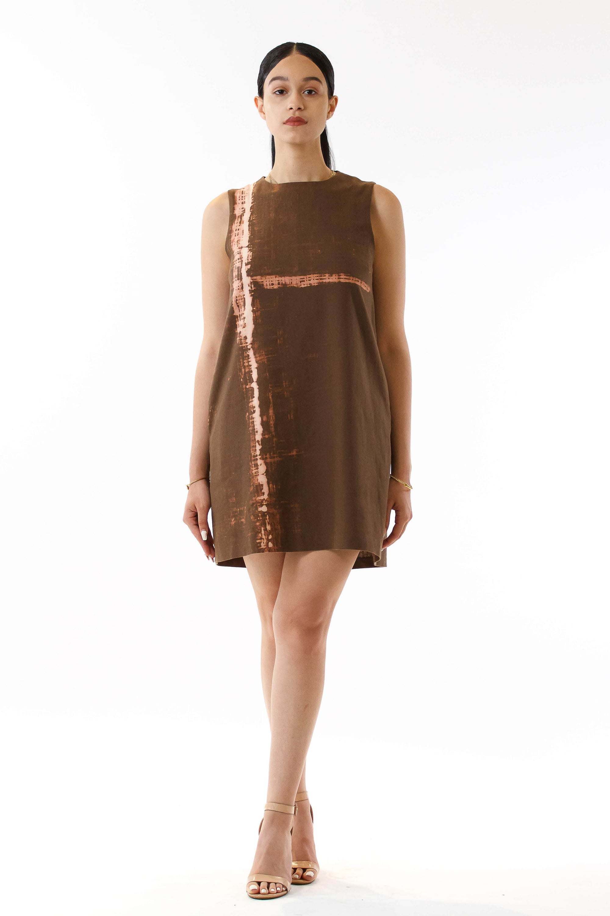 Womens Java Pink Bleach Printed Shift Dress front view