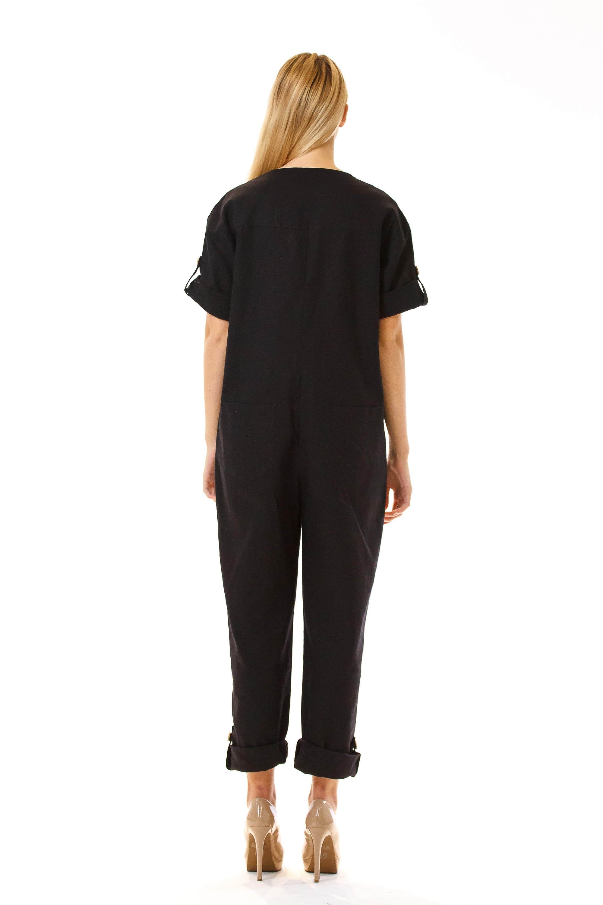 Womens Black Jumpsuit back view