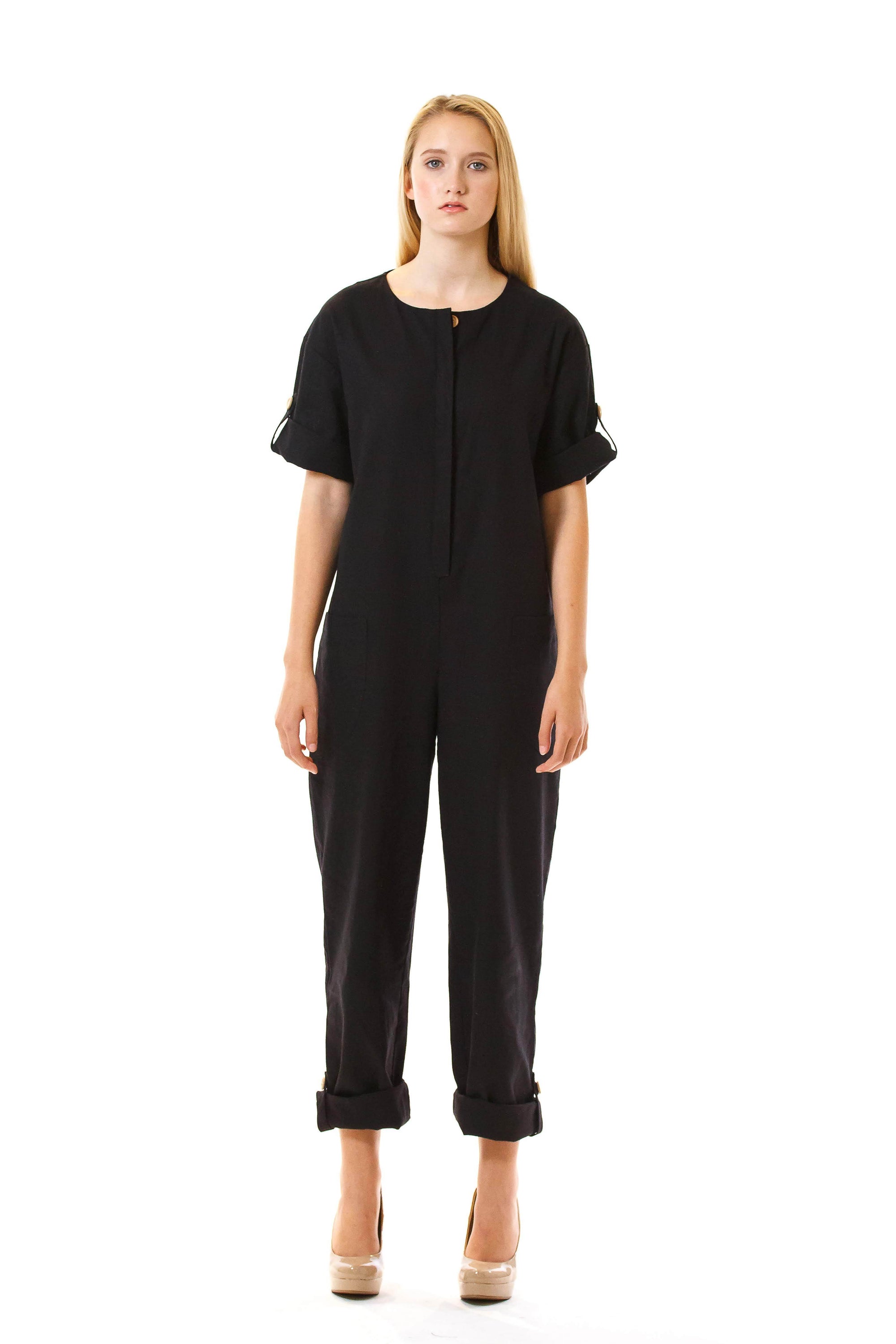 Womens Black Jumpsuit front view