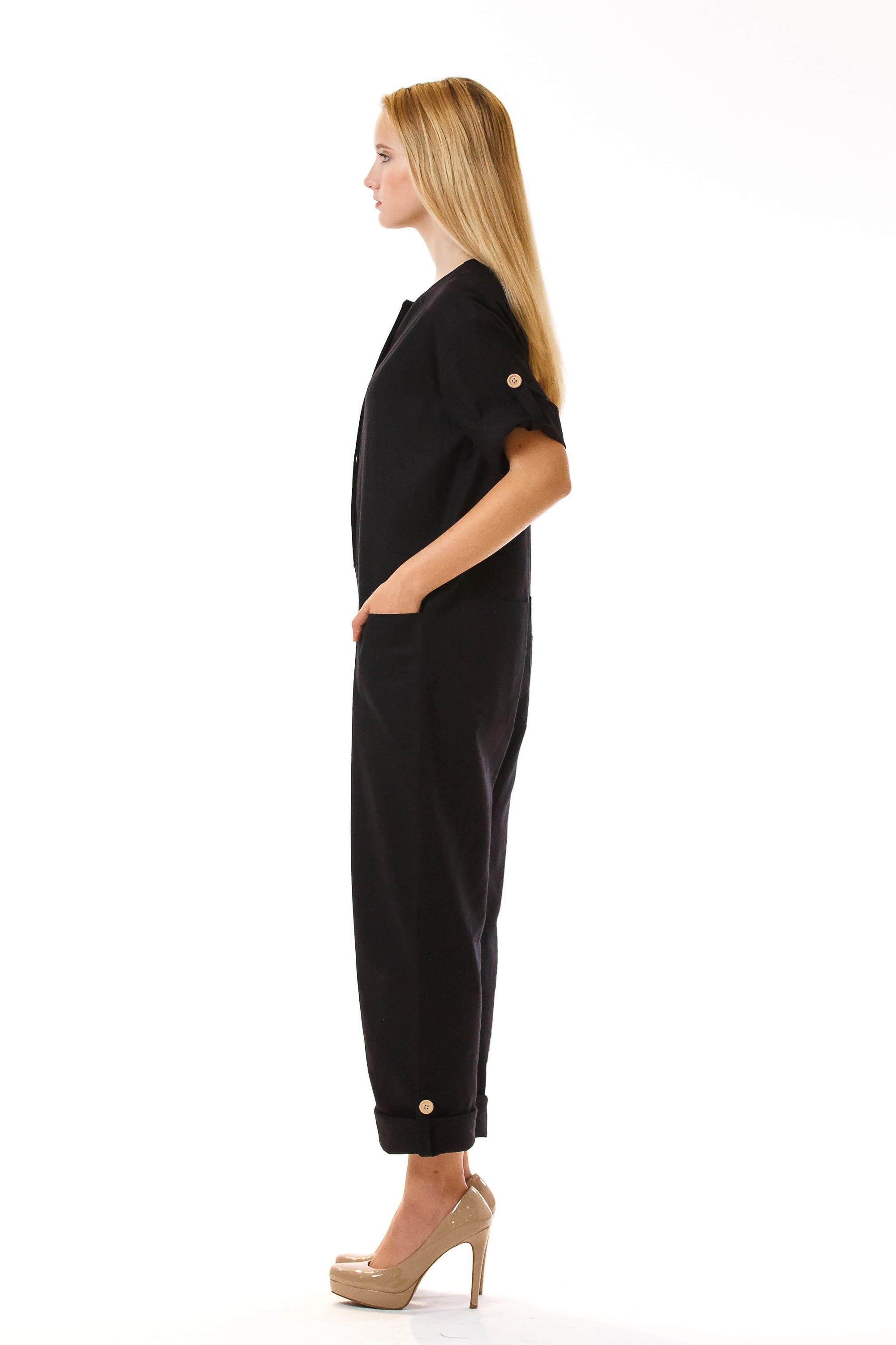 Womens Black Jumpsuit side view